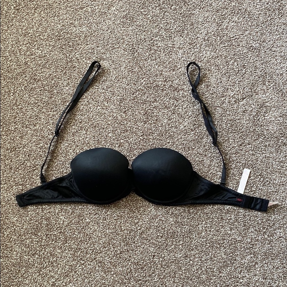 PINK Victoria’s Secret Black Push-up Strapless Bra with removable straps